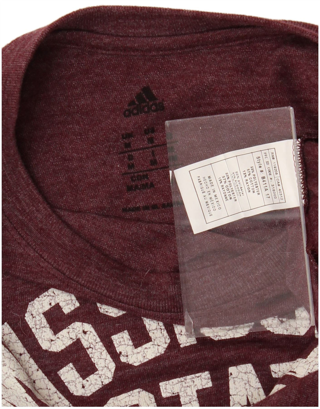 Maglietta grafica da uomo Adidas manica lunga bordeaux medio