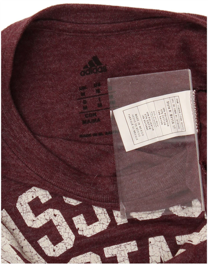 Maglietta grafica da uomo Adidas manica lunga bordeaux medio