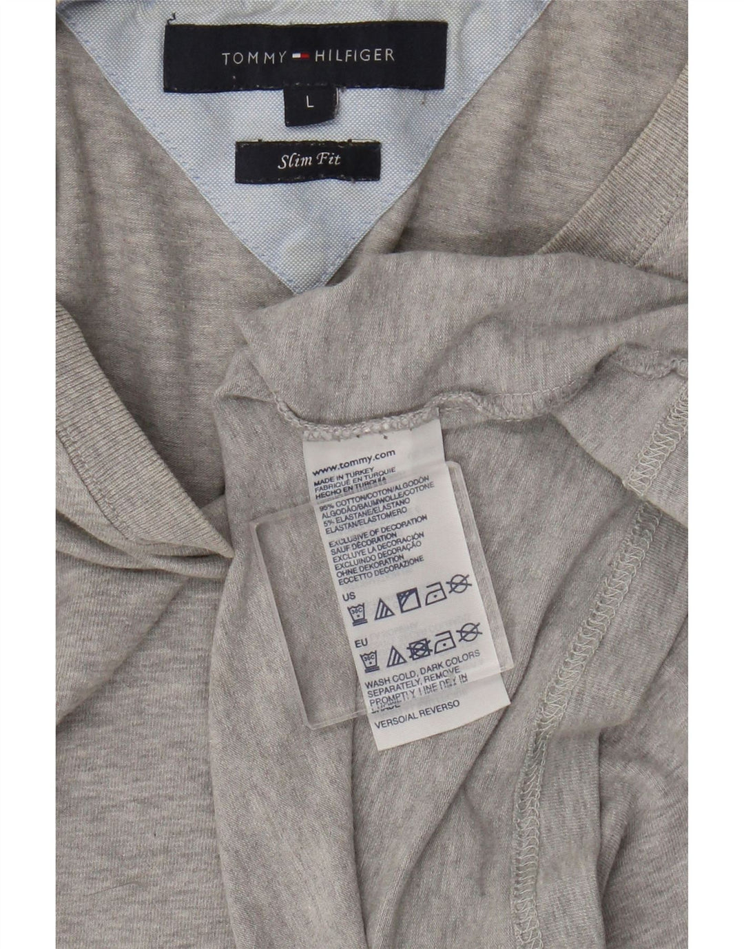 Tommy Hilfiger Uomo Slim Fit Top manica lunga grande cotone chiazzato grigio