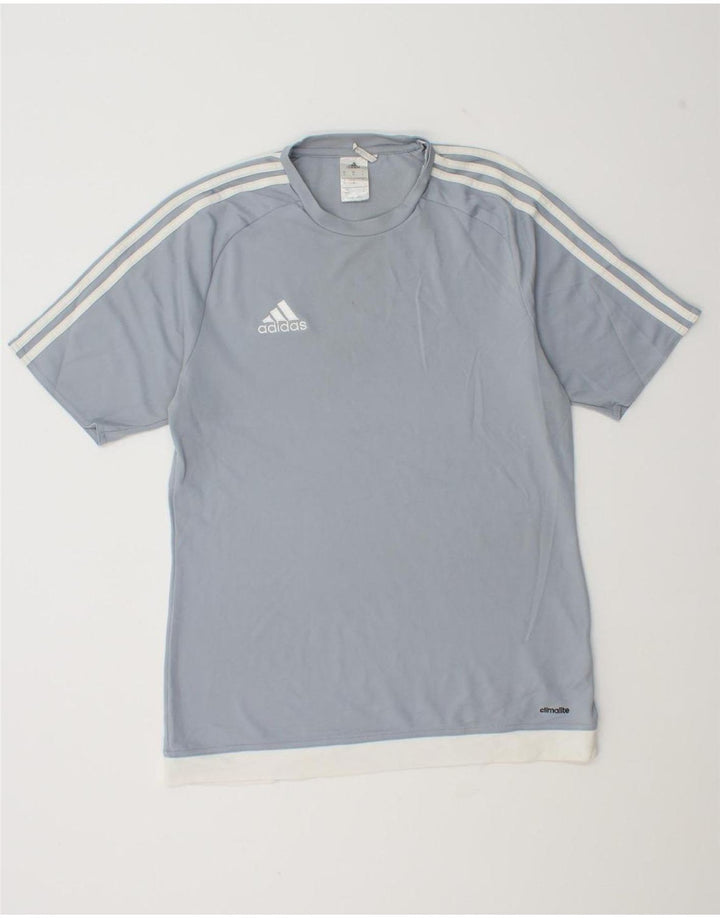 T-shirt Adidas Climalite da uomo Top in poliestere color block blu medio