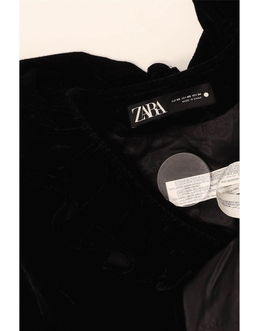 Giacca blazer in velluto da donna ZARA UK 6 XS poliestere nero