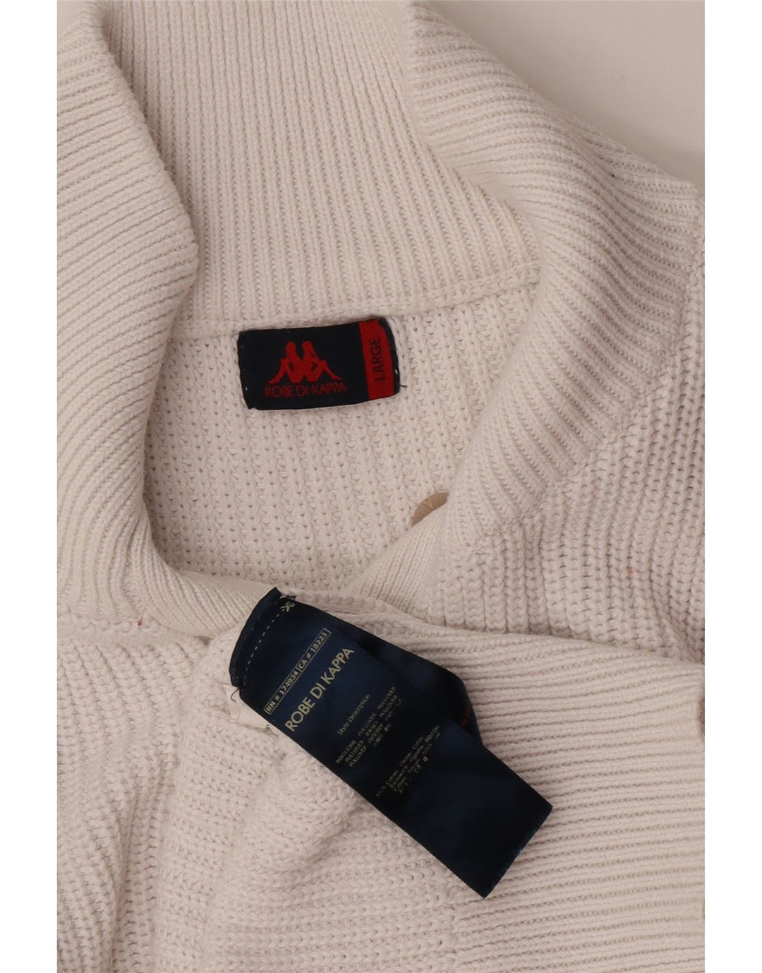 Maglione Kappa da donna con collo a bottoni UK 16 grande cotone bianco