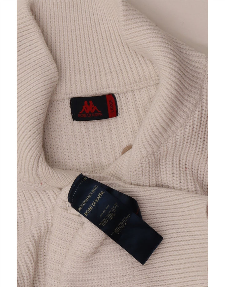 Maglione Kappa da donna con collo a bottoni UK 16 grande cotone bianco
