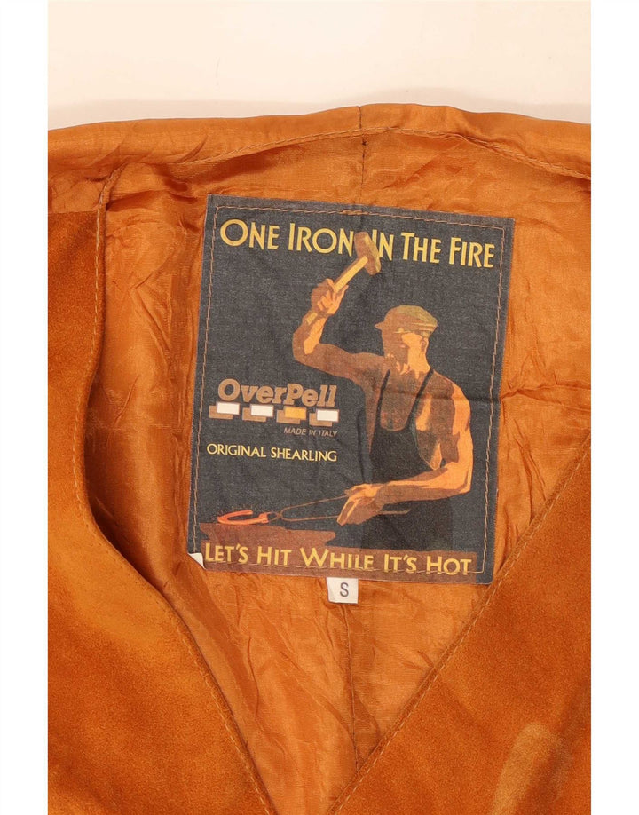 Gilet vintage da uomo in pelle scamosciata piccolo marrone