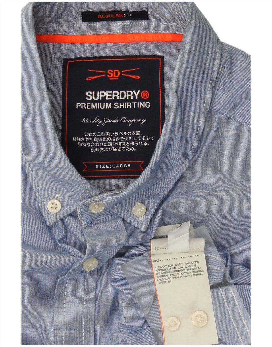 Camicia da uomo Regular Fit Superdry Large in cotone blu