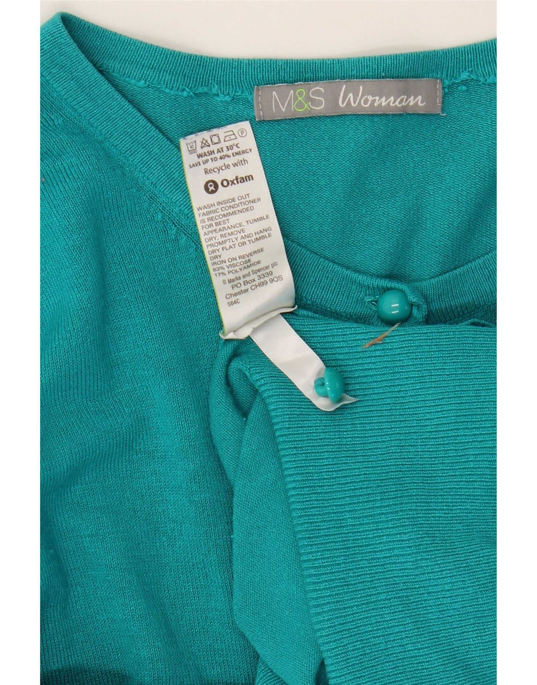 Maglione cardigan da donna Marks & Spencer UK 10 piccolo viscosa blu