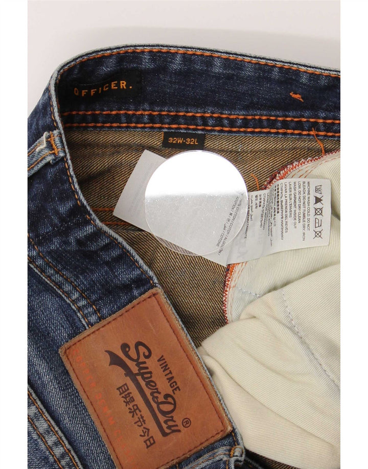 Jeans dritti invecchiati da uomo Superdry W32 L32 cotone blu
