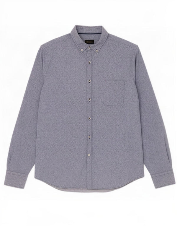 Camicia Uomo Massimo Dutti XL Cotone Gessato Blu