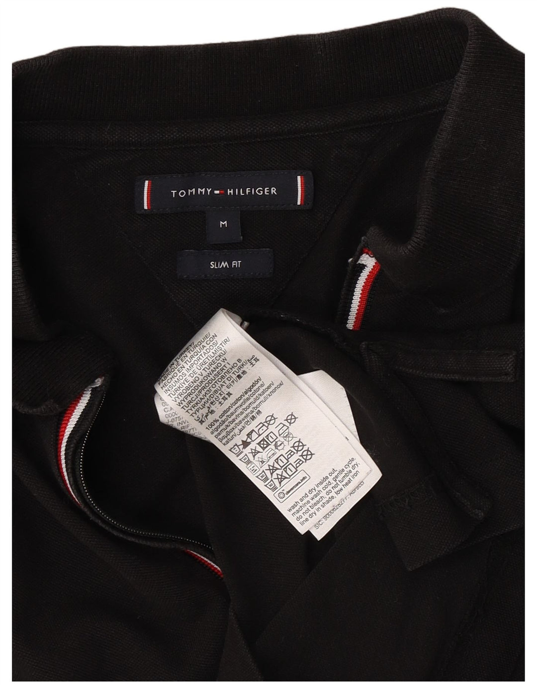 Polo da uomo slim fit Tommy Hilfiger in cotone nero medio