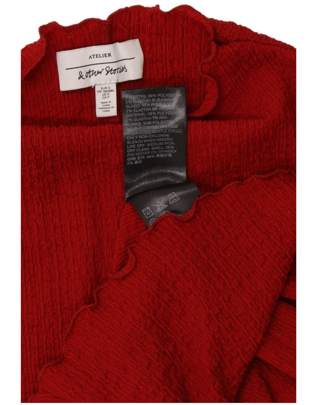 E ALTRE STORIE Top da donna manica 3/4 UK 10 piccolo poliestere rosso