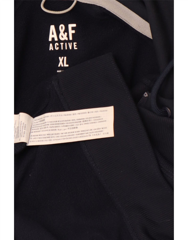ABERCROMBIE & FITCH Felpa con cappuccio e zip da uomo XL poliestere blu navy