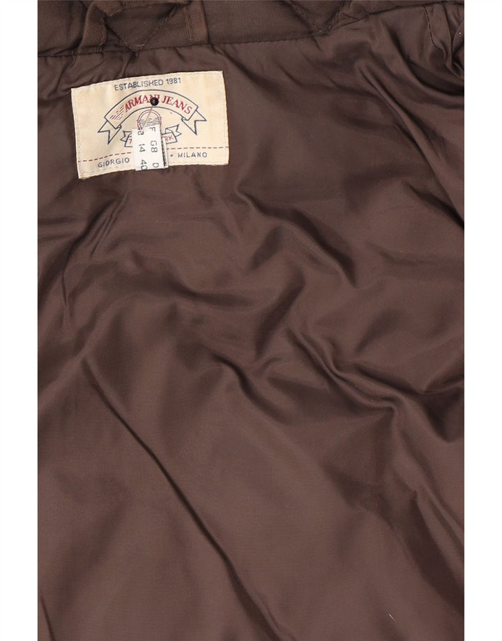 Giacca trapuntata imbottita da donna Armani Jeans UK 14 Large Marrone Poliammide