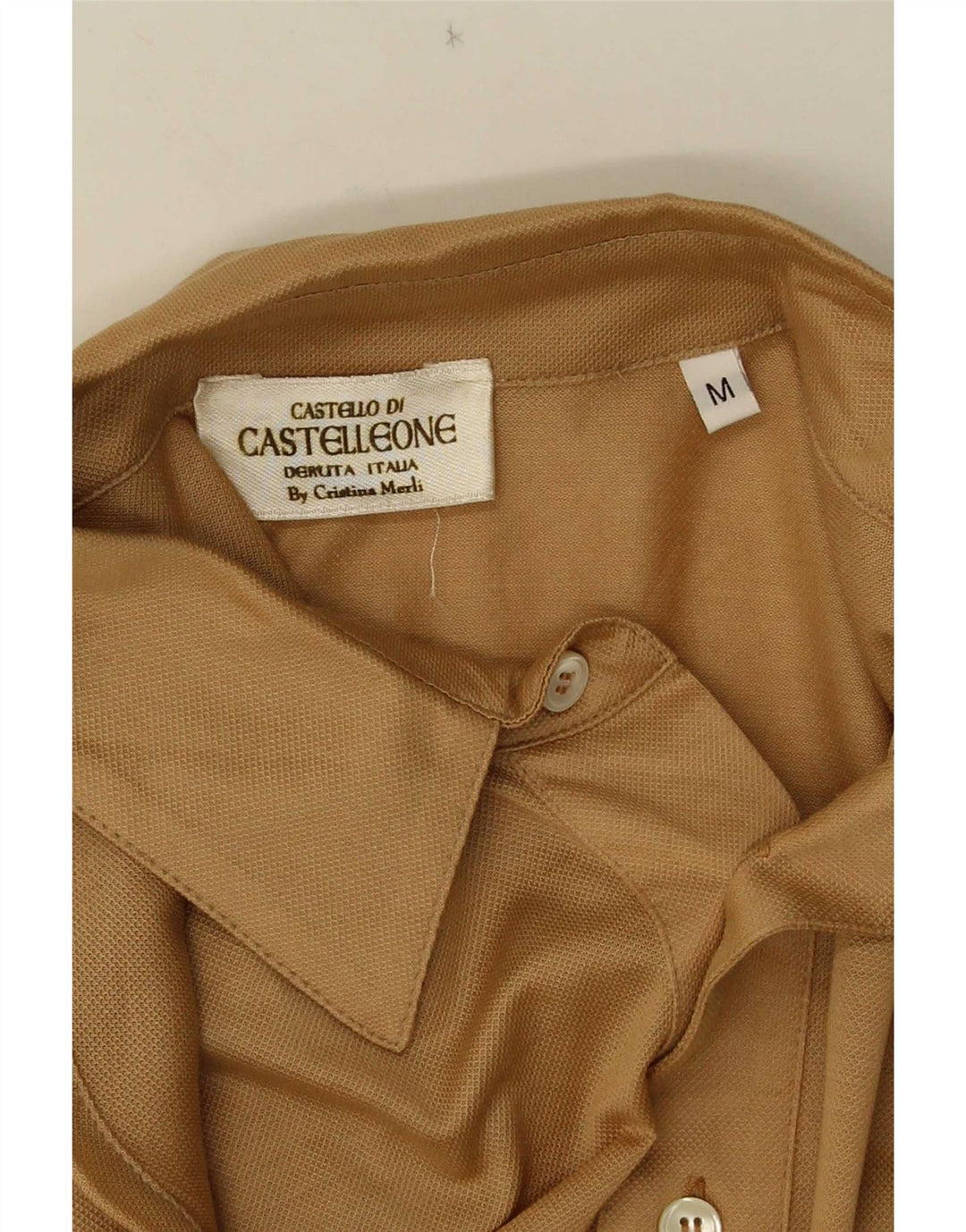 Polo vintage da uomo a maniche lunghe beige medio
