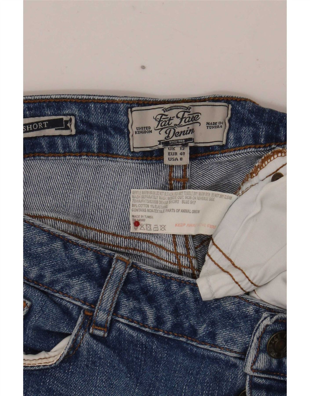 Pantaloncini di jeans da donna Fat Face UK 12 medi W32 cotone blu