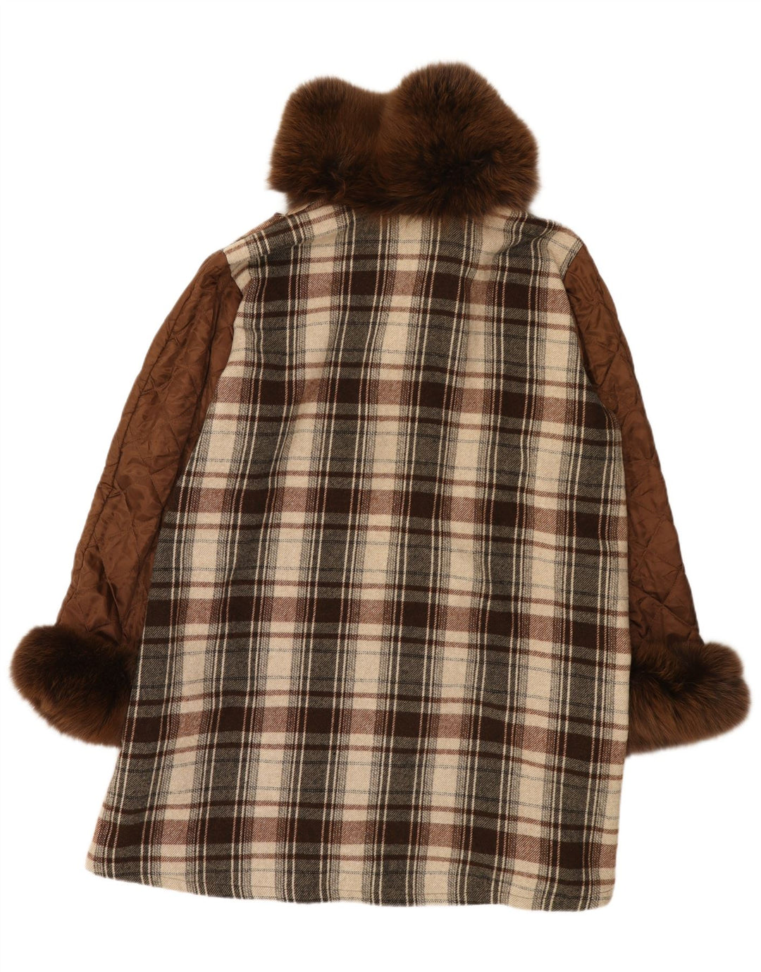 Soprabito oversize da donna vintage EU 40 a quadri marrone medio