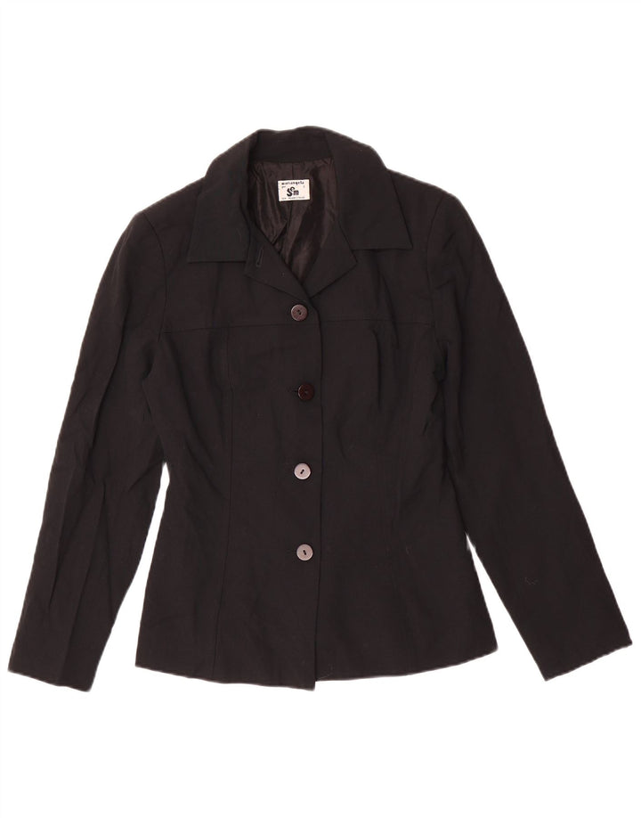 Giacca blazer vintage da donna a 4 bottoni UK 10 piccola nera