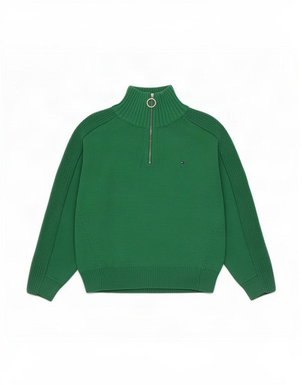 Maglione maglione oversize con zip e collo da donna Tommy Hilfiger UK 10 piccolo verde
