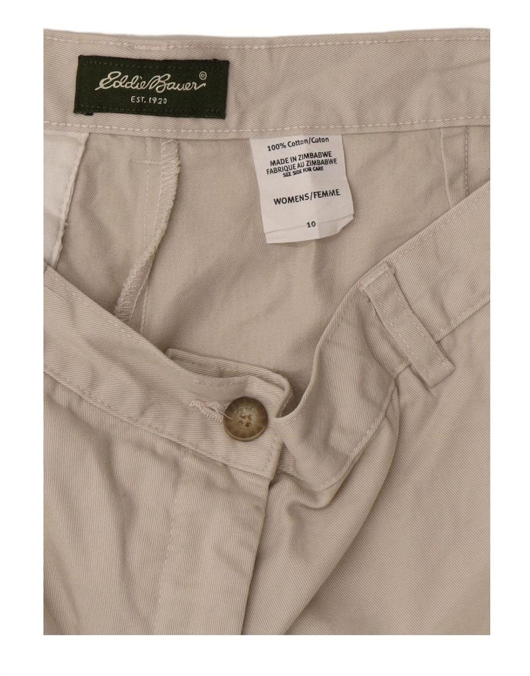 EDDIE BAUER Womens Chino Shorts US 10 Large W30 Beige Cotton