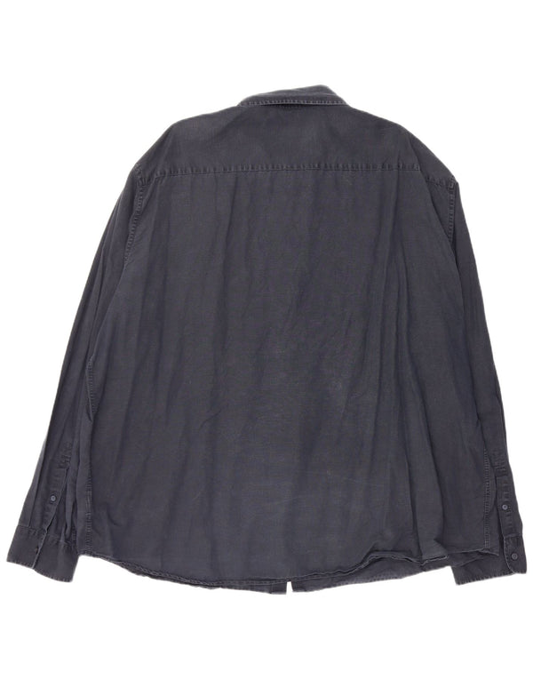 Camicia Marks & Spencer da uomo vestibilità regolare 4XL lino blu navy