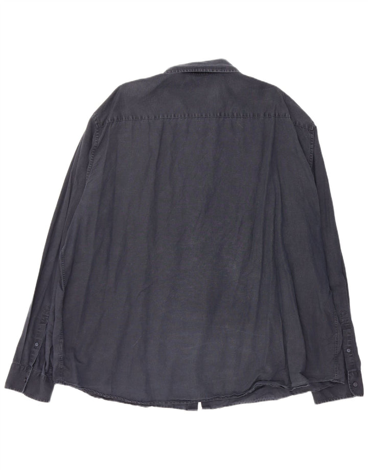 Camicia Marks & Spencer da uomo vestibilità regolare 4XL lino blu navy