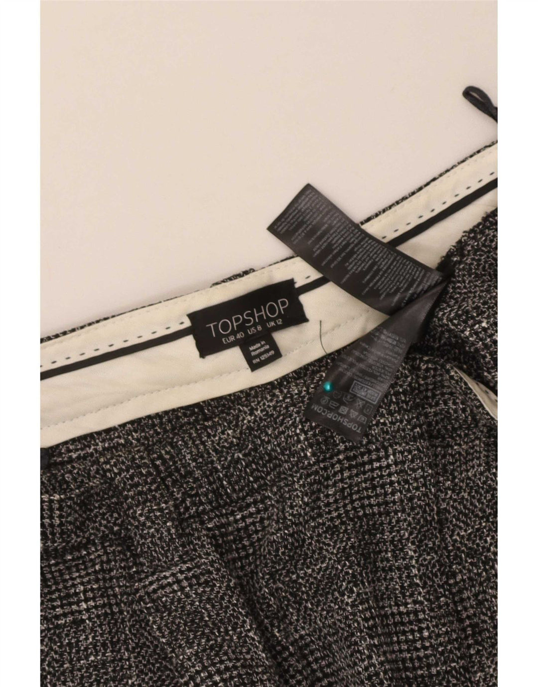 Topshop Pantaloni corti da donna con pegged UK 12 Medium W30 L24 Grigio a quadri