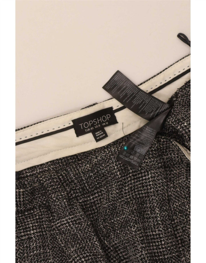 Topshop Pantaloni corti da donna con pegged UK 12 Medium W30 L24 Grigio a quadri