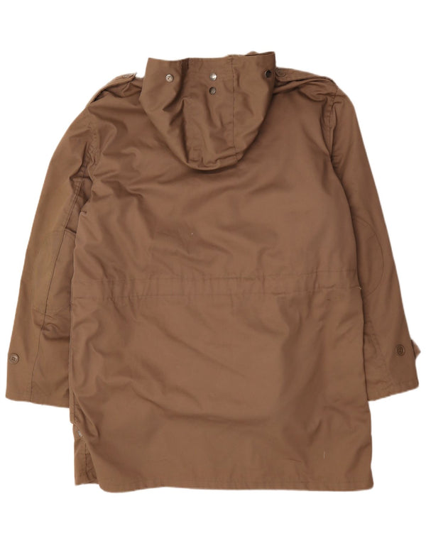 Giacca militare vintage da uomo Sherpa Parka con cappuccio IT 56 3XL Acrilico marrone