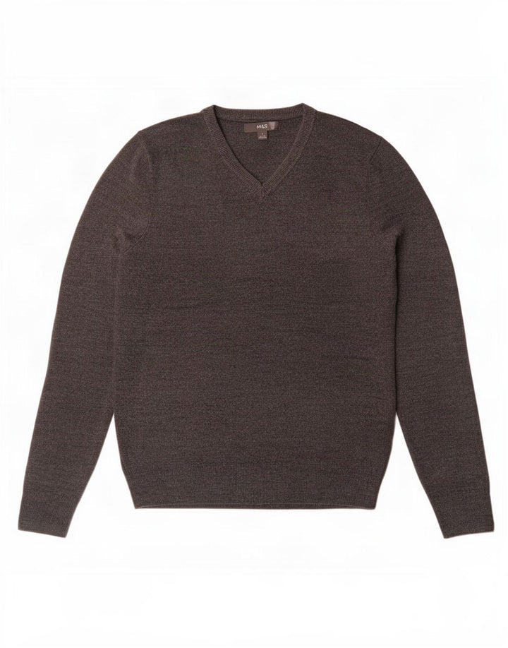 Maglione da uomo con scollo a V Marks & Spencer piccolo acrilico grigio