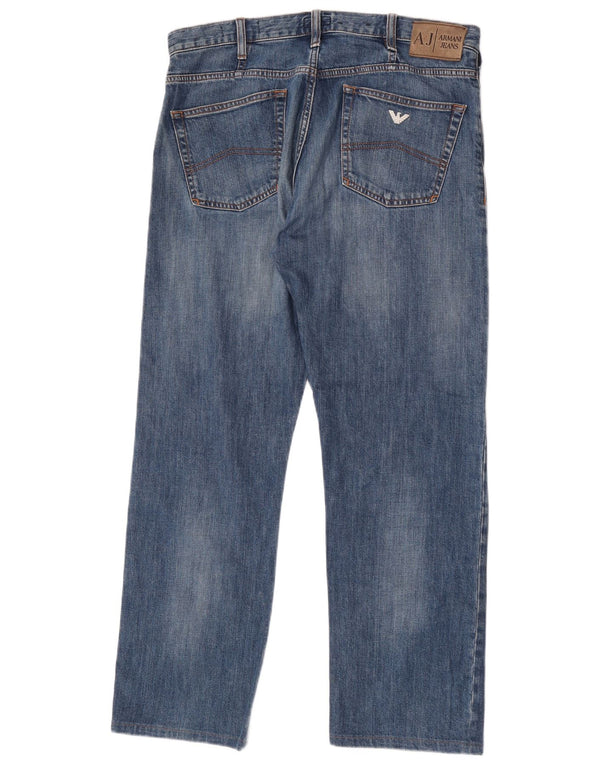 Jeans dritti da uomo vestibilità regolare Armani W35 L30 cotone blu