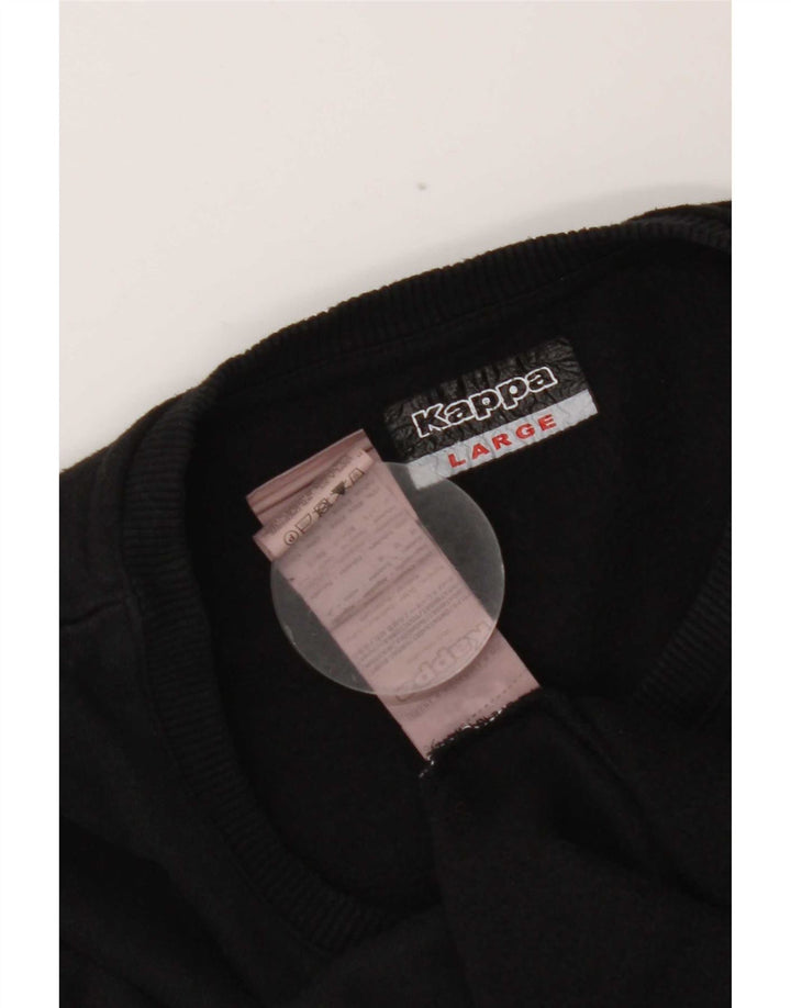 Felpa da donna Kappa maglione UK 16 grande cotone nero