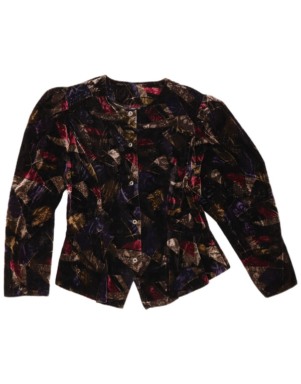 Camicetta da donna in velluto a maniche lunghe Yessica EU 42 Large Nera geometrica