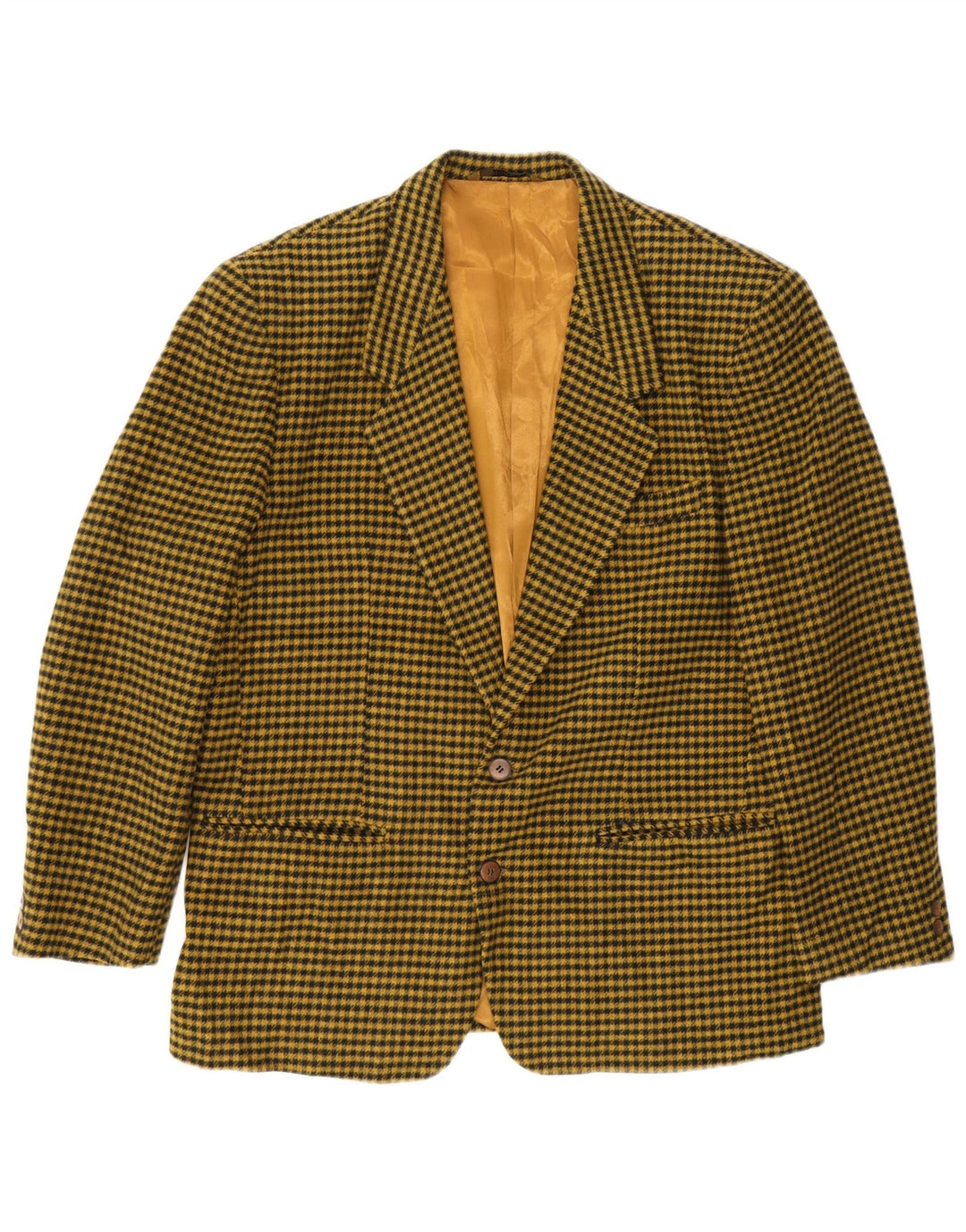 Giacca blazer vintage da uomo a 2 bottoni IT 52 XL poliestere a quadri gialli