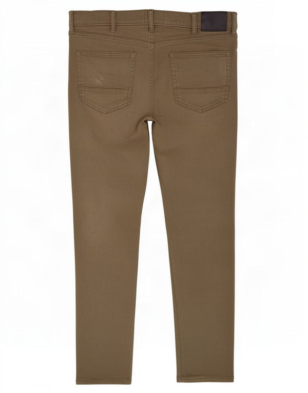 Marks & Spencer Mens Slim Fit Casual Trousers W36 L31 Beige Cotton