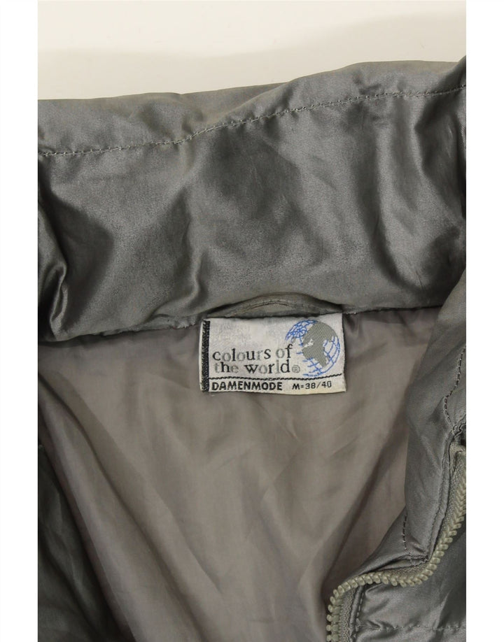 VINTAGE Womens Hooded Padded Jacket UK 38/40 Medium Grey Polyester Vintage Vintage and Second-Hand Vintage from Messina Hembry 