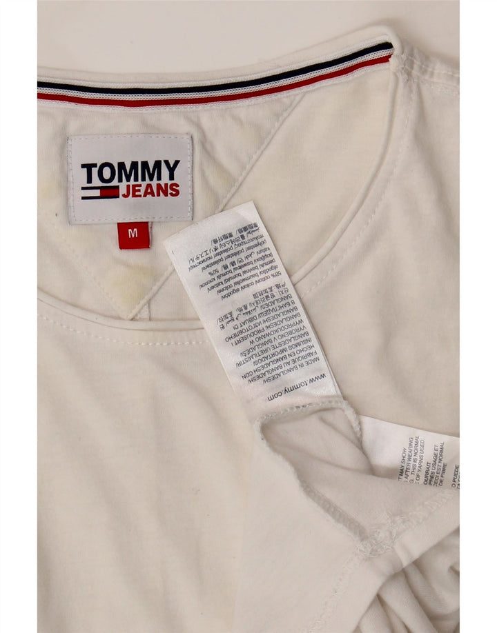 TOMMY HILFIGER Mens T-Shirt Top Medium White Cotton Vintage Tommy Hilfiger and Second-Hand Tommy Hilfiger from Messina Hembry 
