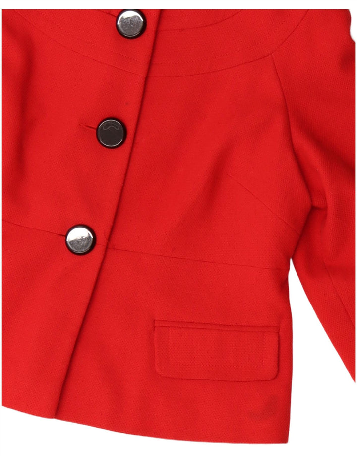 Giacca blazer a 3 bottoni da donna Laura Ashley UK 16 grande poliestere rosso