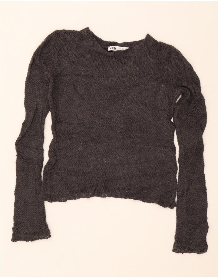 Maglione maglione con scollo a barca da donna Zara UK 10 piccolo grigio