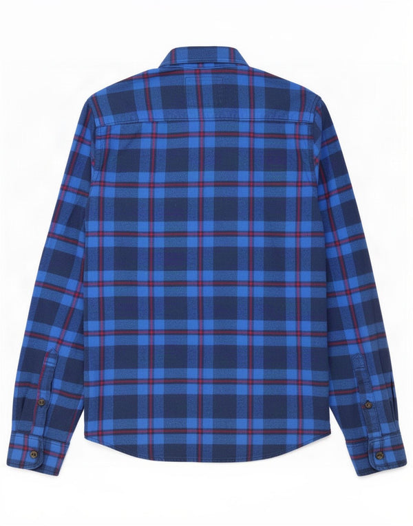 Camicia Hollister da uomo in flanella di cotone a quadri blu medio