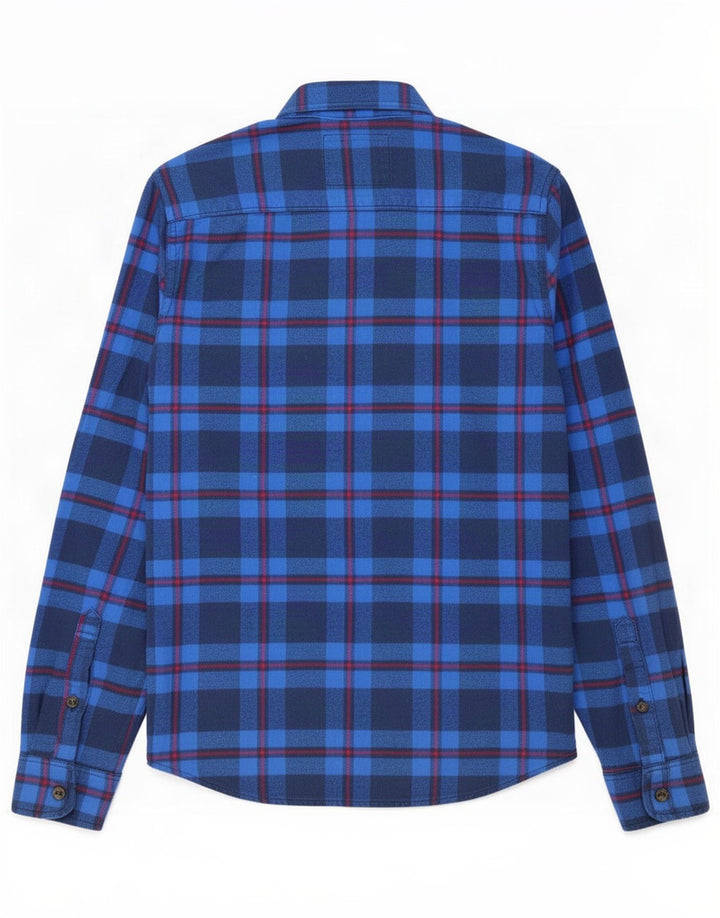 Camicia Hollister da uomo in flanella di cotone a quadri blu medio