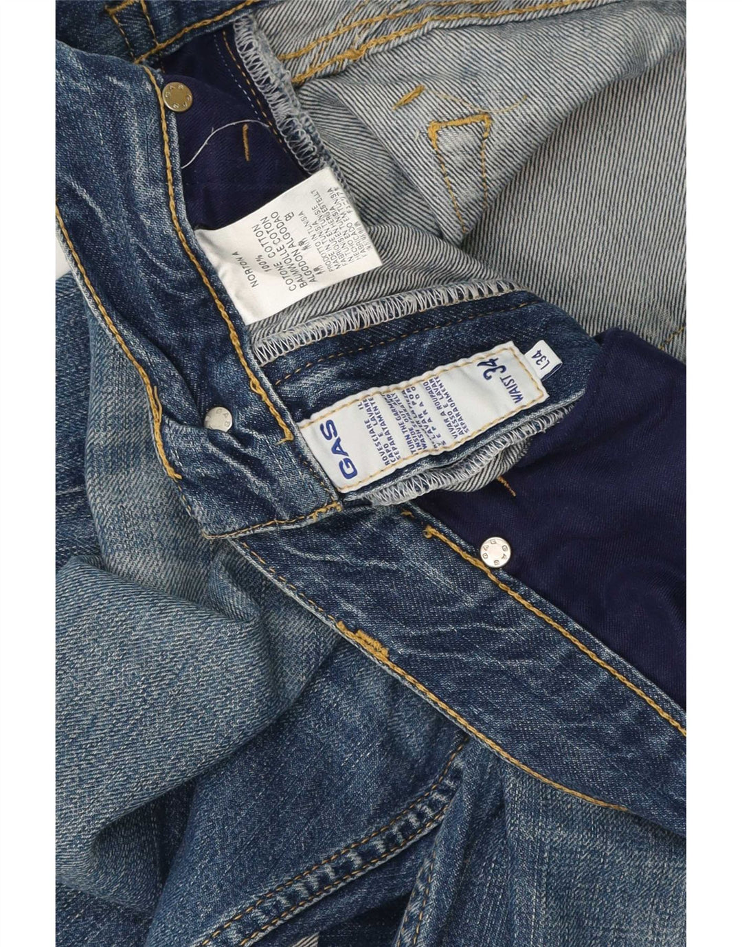 Pantaloncini di jeans da uomo Gas Large W34 in cotone blu
