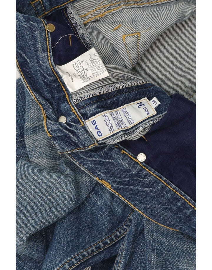 Pantaloncini di jeans da uomo Gas Large W34 in cotone blu