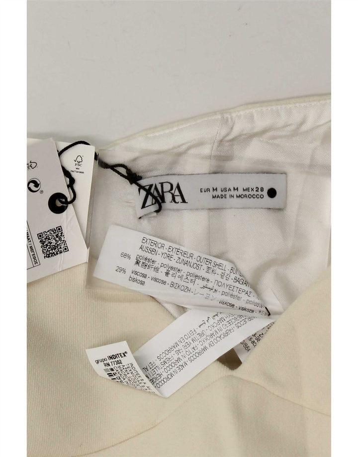Top corto con corsetto senza spalline da donna Zara UK 12 poliestere bianco sporco medio