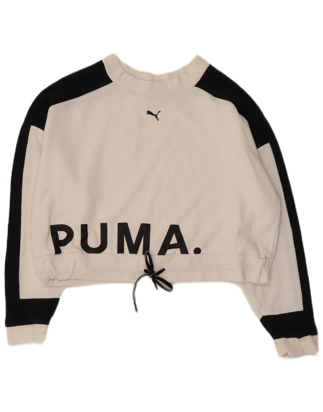 Felpa con grafica corta da donna Puma UK 14 Medium White Colourblock