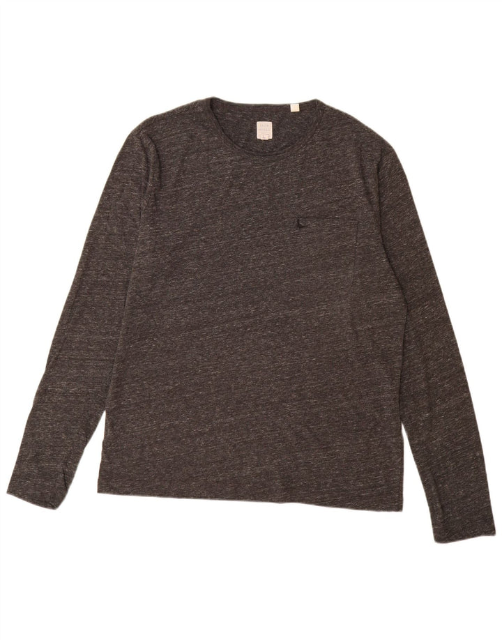 Jack Wills Top da uomo a maniche lunghe in cotone screziato grigio medio