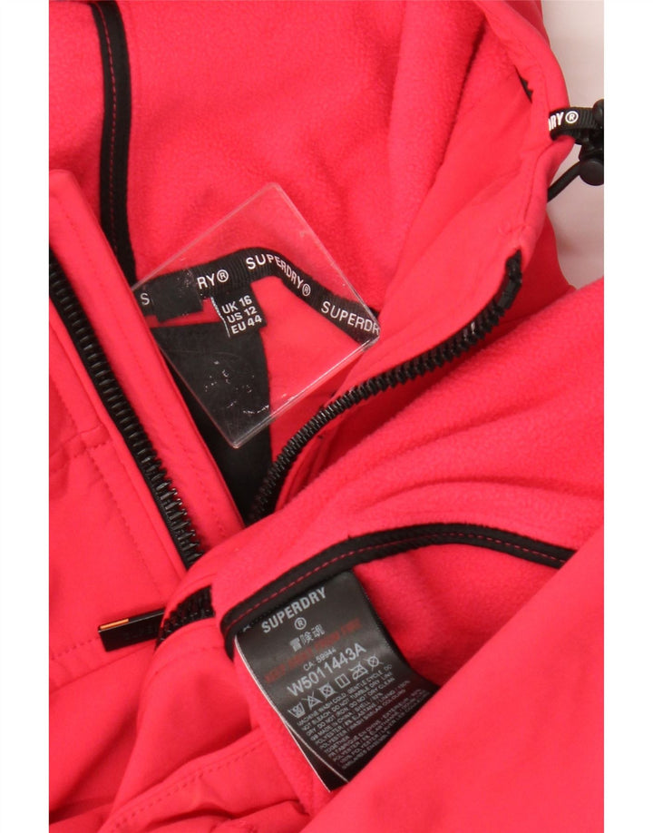 Giacca a vento con cappuccio corta da donna Superdry UK 16 grande rosa poliestere