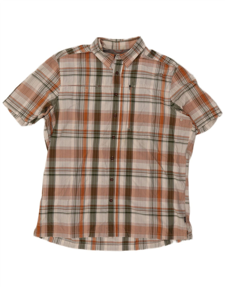 EDDIE BAUER Camicia a maniche corte da uomo XL Poliestere a quadri multicolore