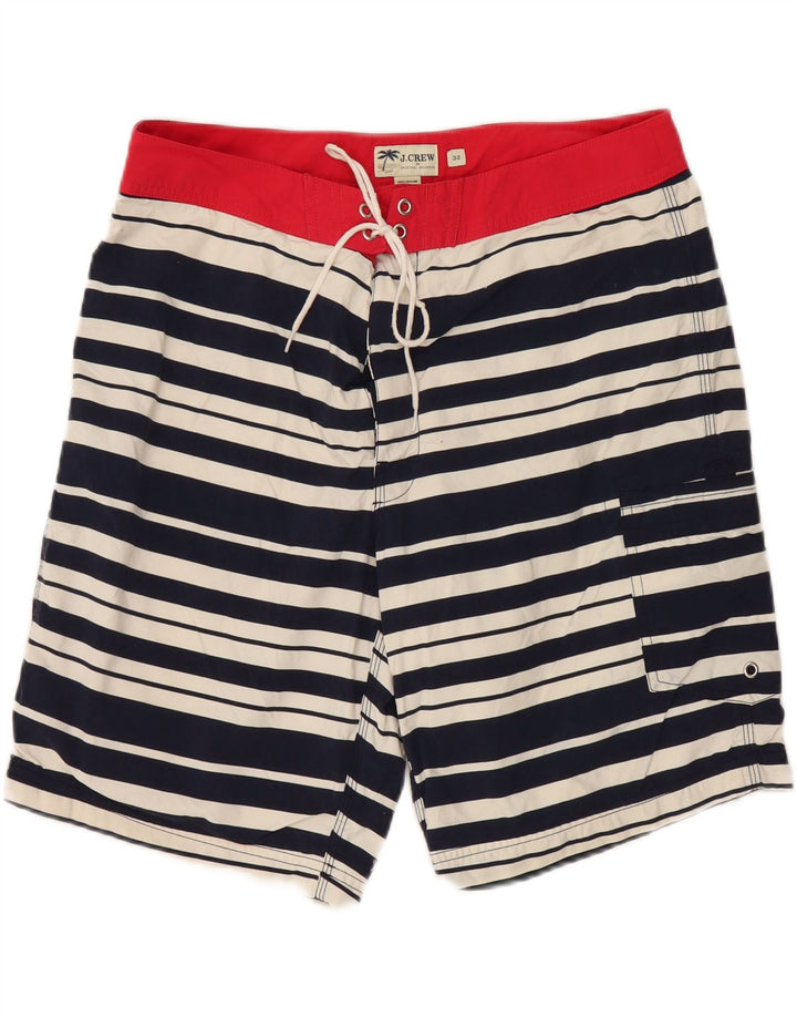 J. CREW Mens Swimming Shorts Medium  Navy Blue Striped Nylon Vintage J. Crew and Second-Hand J. Crew from Messina Hembry 