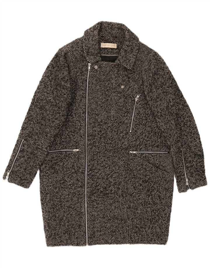 Soprabito oversize da donna Whistles UK 8 piccolo in lana a spina di pesce grigia