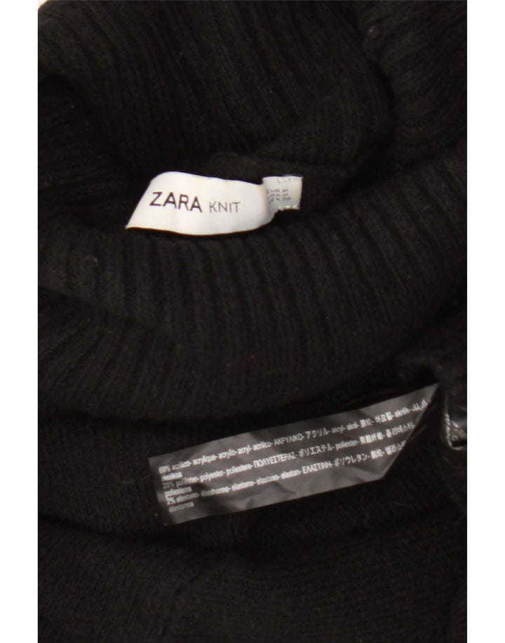 Maglione maglione oversize con collo alto da donna Zara UK 14 acrilico nero medio