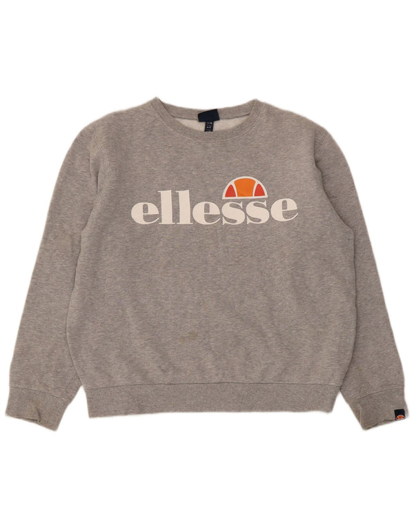 Felpa oversize con grafica da donna Ellesse, maglione UK 10, piccola grigia chiazzata